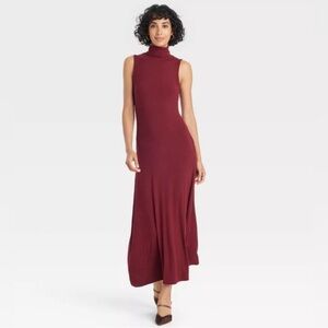Burgundy Sleeveless Midi Shift Dress NWT